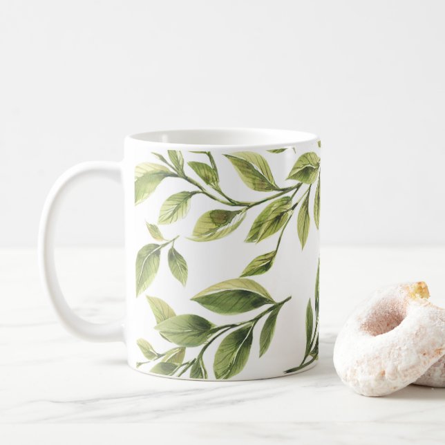 Mug Classique feuille vert printemps (Avec donut)