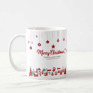 Mug classique Joyeux Noël - Village rouge et vert 