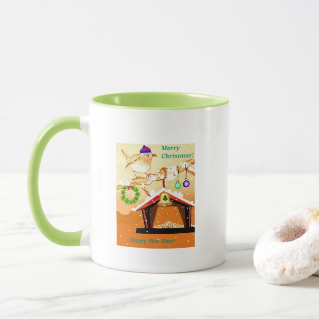 Mug classique - mangeur d'oiseaux de noël (Avec donut)