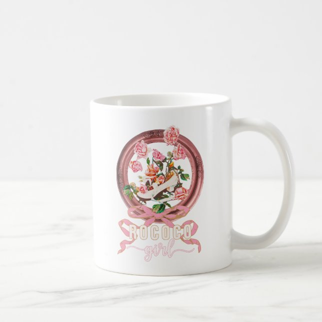 Mug Classique Mignon Rose Rococo Fille Roses Nœud Chau (Droite)