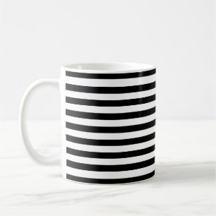 Mug Classique moderne noir et blanc Horizontal rayé