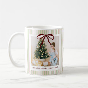 Mug Classique Noël Ruban Rouge Rayures Rose Vert