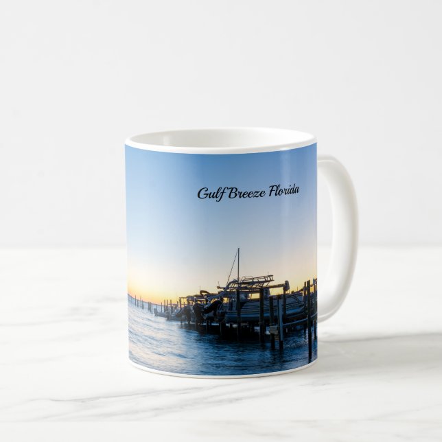 Mug classique Pensacola Bay Sign Sunset By Dock (Devant droit)