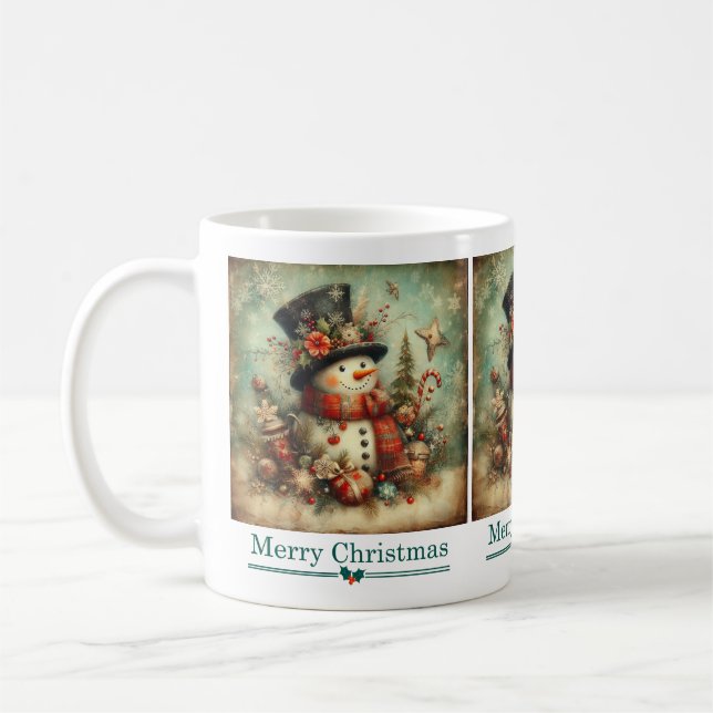 Mug classique Snowman de Noël (Gauche)