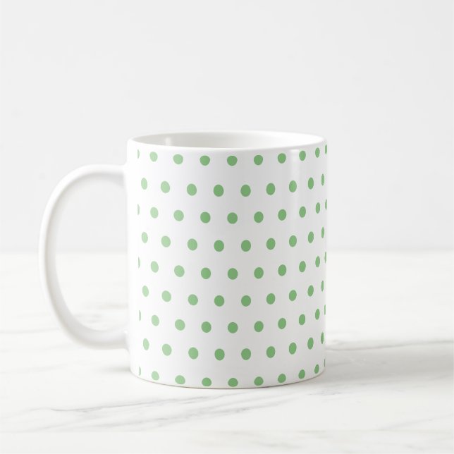 Mug Classique Vintage Sage Vert Pois Blanc (Gauche)