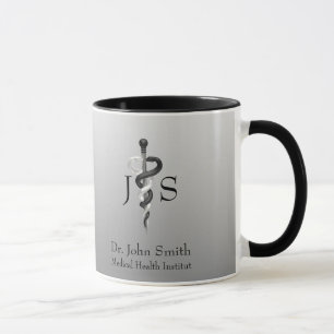 Mug Classy Noble Elegant Médicale Noir Blanc Asclepius