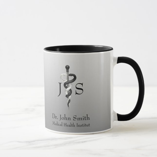 Mug Classy Noble Elegant Médicale Noir Blanc Asclepius (Droite)