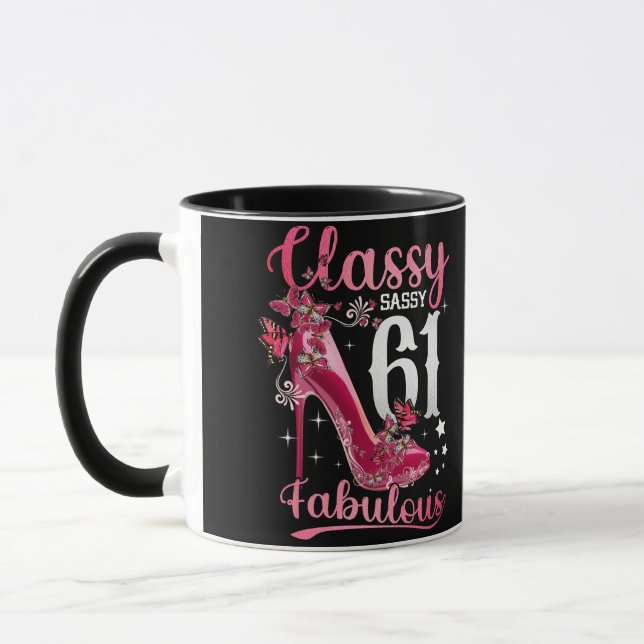 Mug Classy Sassy 61 Et Faburlous 61ème Anniversaire Fl (Gauche)