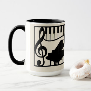 Mug Clavier de piano élégant Musique Clé de sol Note É