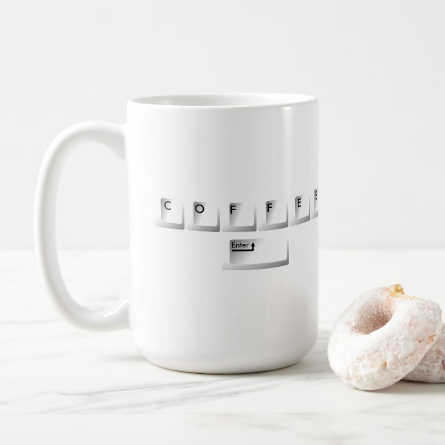 Mug Clavier d'ordinateur Entrez les clés de CAFÉ (Avec donut)