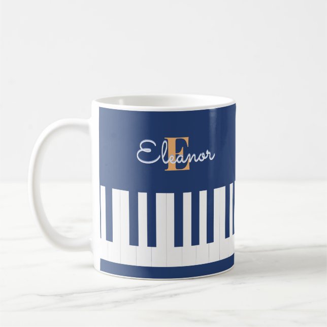 Mug Clavier Musical Monogrammé Musique Touches de Pian (Gauche)