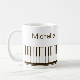 Mug Clavier Notes de Musique Nom Noir Blanc Café M