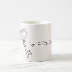 Mug Clé argentée crème pour mon cœur