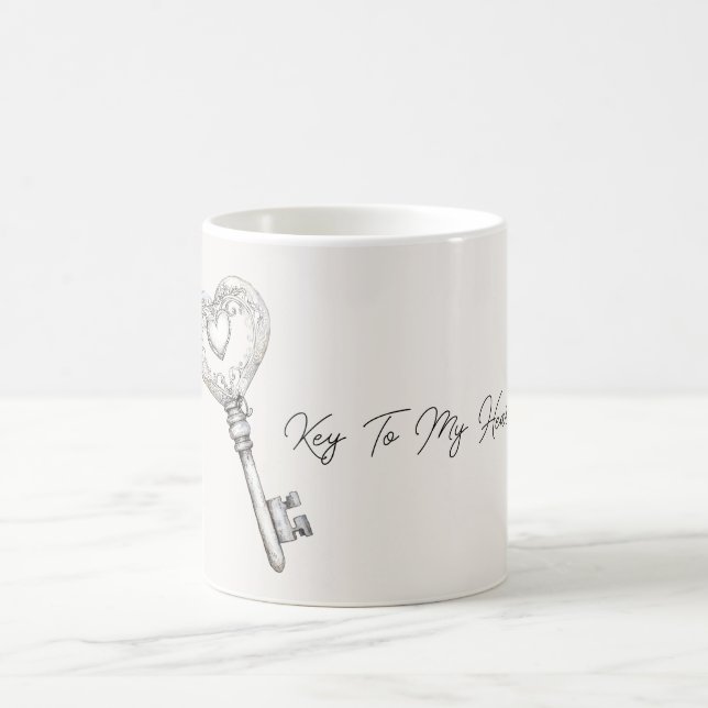 Mug Clé argentée crème pour mon cœur (Centre)