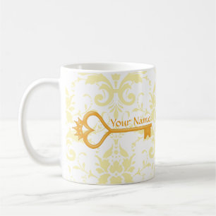Mug Clé de coeur de couronne d'or