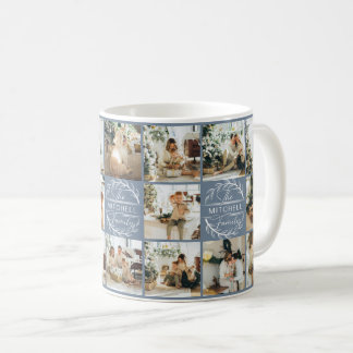Mug Clé de collage multicoeur bleu Dusty moderne