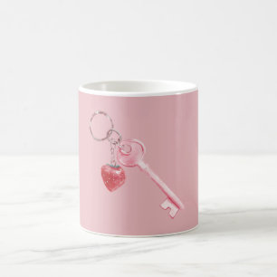 Mug Clé Fraise Rouge Rose