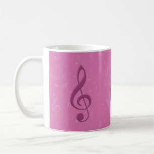 Mug Clef rose et notes musicales