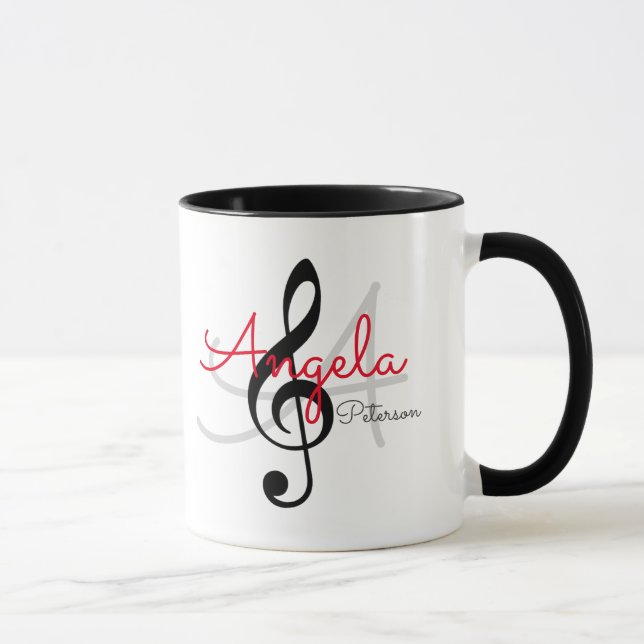 Mug clef triplée monogrammée, musique (Droite)