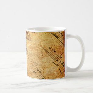 Mug Clés grunges de piano de feuille de musique