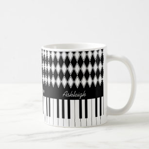 Mug Clés personnalisées et diamants de piano