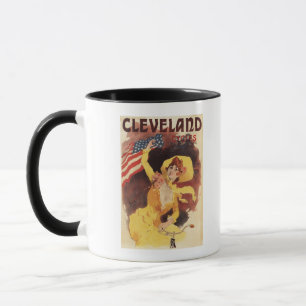 Mug Cleveland va à vélo la fille américaine en jaun