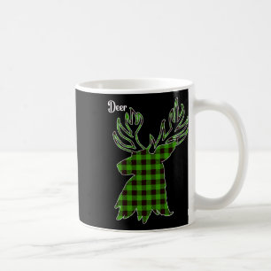 Mug Clic Cerf à carreaux de Noël vert et noir Buffalo