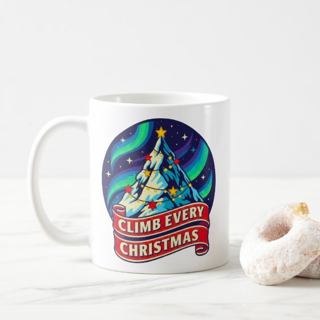 Mug Climb Every Christmas Mountain Design (Avec donut)