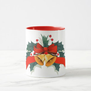 Mug Cloche de Noël avec feuilles de houx