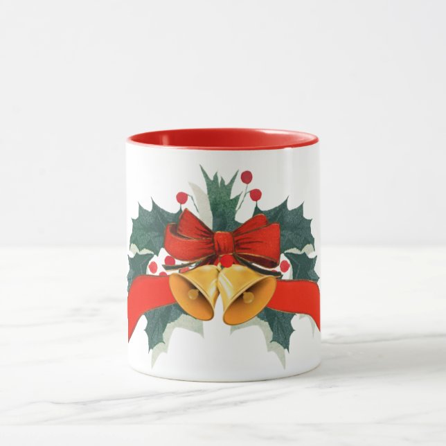 Mug Cloche de Noël avec feuilles de houx (Centre)