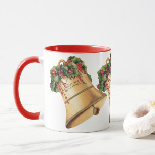 Mug Cloche dorée de Noël vintage, Vœux de la saison
