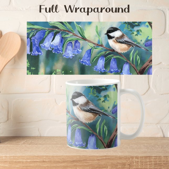 Mug Cloches bleues à l'aquarelle et poulet (Créateur téléchargé)