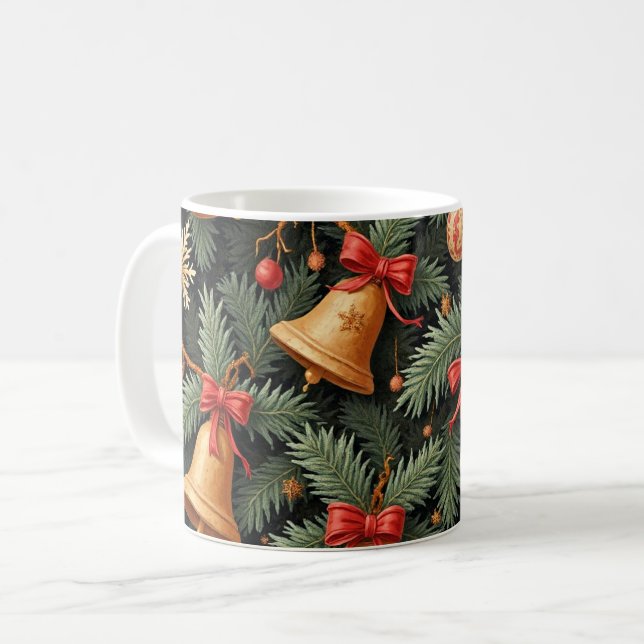 Mug Cloches de fête, motif décoratif. (Devant gauche)