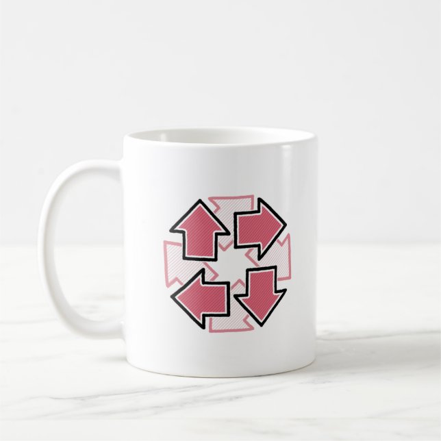 Mug Clockwise Arrows Minimal Geometric Red (Gauche)