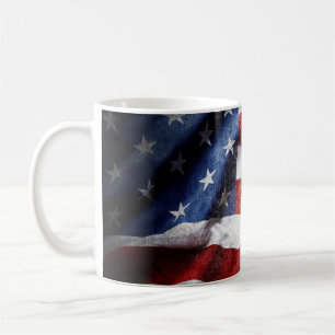 Mug Closeup gronge le drapeau américain.
