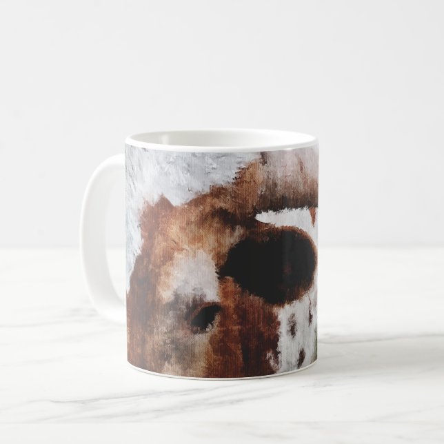 Mug Closeup Impressionniste Peint Longhorn (Devant gauche)