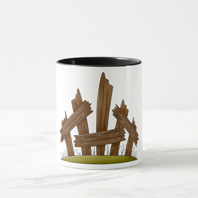 Mug Clôture en bois cassée Ferme rustique (Créateur téléchargé)
