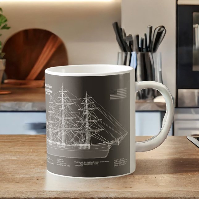 Mug Cloud de vol de navire Clipper - Plan directeur (Clipper Ship Flying Cloud - Blueprint PD. Coffee Mug)