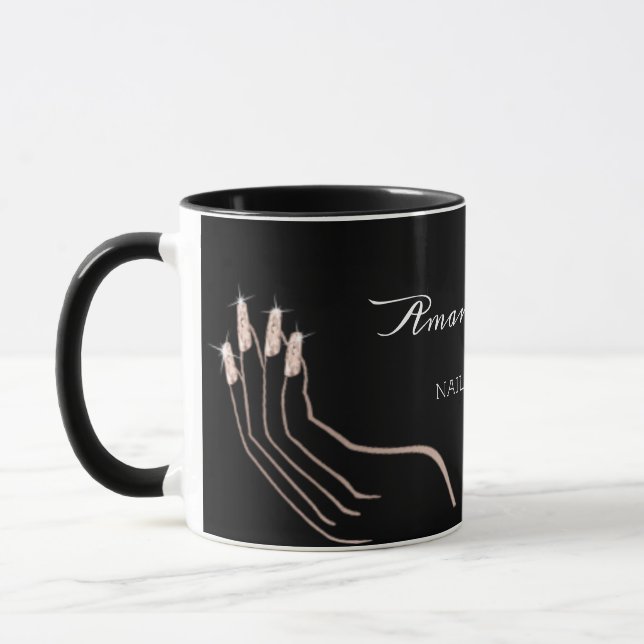 Mug Clous Artiste Manucure Pedicure Noir Blanc Étincel (Gauche)