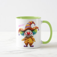 Clown joyeux avec chapeau coloré.