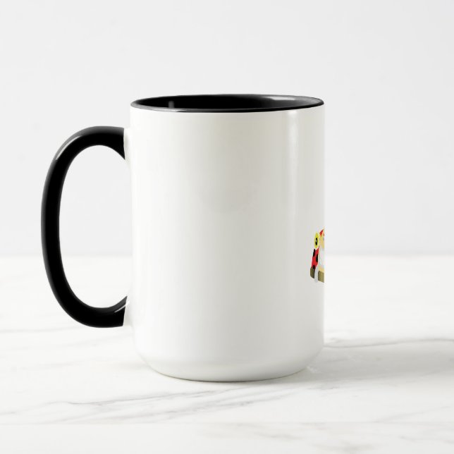 Mug clown joyeux conduit une voiture jaune lunatique (Gauche)