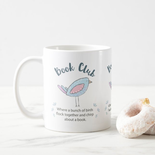 Mug Club de lecture mignon moderne d'oiseau lisant le (Avec donut)