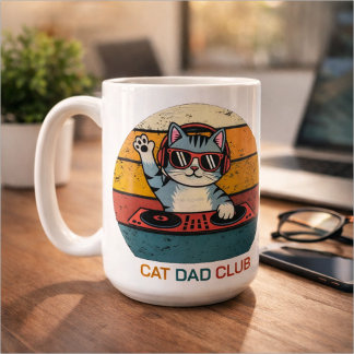 Mug CLUB DES PAPAS CHATS / Drôle rétro musicien