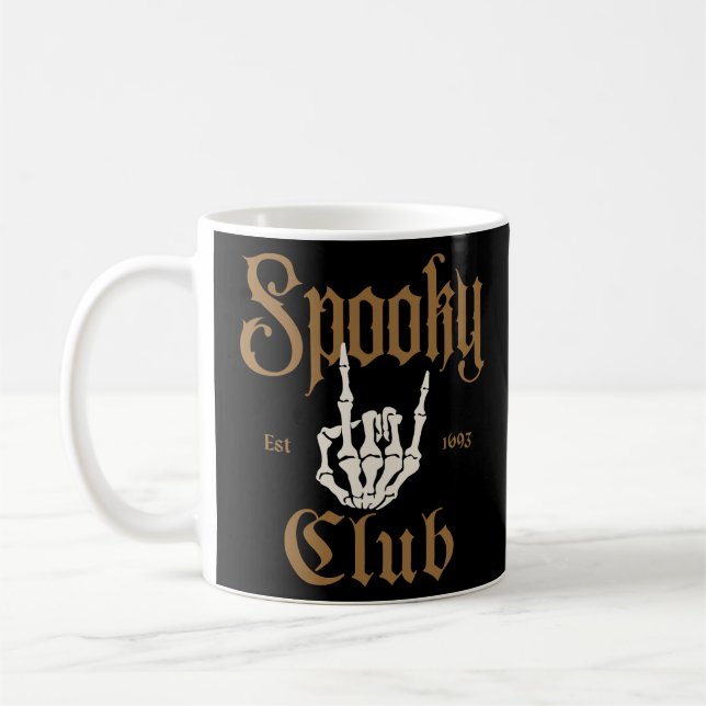 Mug Club éffrayant : Skeleton Hand Rock On Design (Gauche)