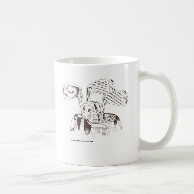 Mug Clubs de golf dans noir et le blanc (tasse) (Droite)