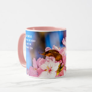 Mug Cluster De Fleurs De Cerisiers Rose, Ciel Bleu