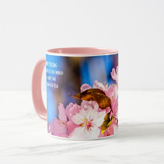 Mug Cluster De Fleurs De Cerisiers Rose, Ciel Bleu (Devant gauche)