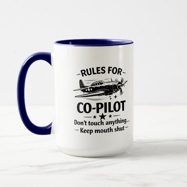 Mug Co-Pilot Rules WWII Plane Humor Tee (Gauche)