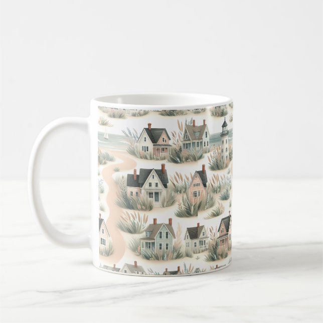 Mug Coastal Cottage Lighthouse Pattern (Gauche)