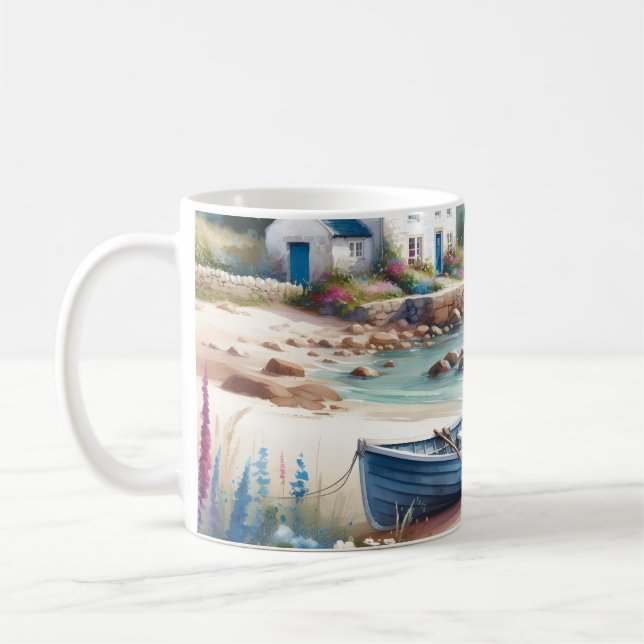 Mug Coastal Cottage Seaside Rowboat Bloom (Gauche)